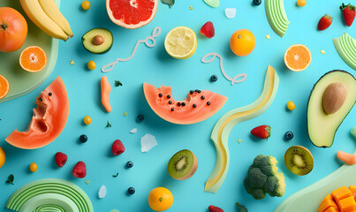 fruits and vegetable herbal concept  for background or 2d illustrator cartoon.