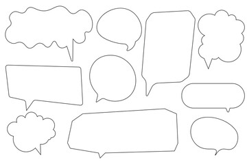 Set speech bubbles on white background. chat box or chat vector square and doodle message or communication icon Cloud speaking for comics and minimal message dialog