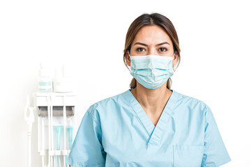 Female Doctor Wearing Face Mask in Medical Office