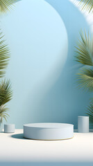 blue tone e-commerce product display 3d stage background image