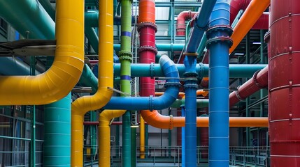  large number of pipes of different colors