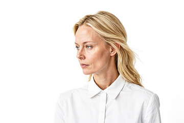 Obraz premium Portrait of a Woman in a White Shirt