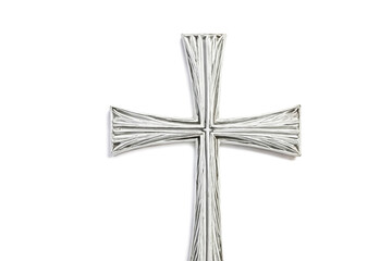 Silver Cross Isolated on White Background