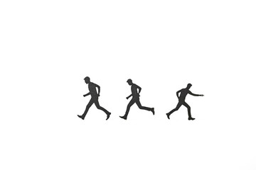 Three Black Silhouettes of Men Walking in a Row