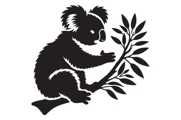 Obraz premium koala animal silhouette vector illustration - Generative AI