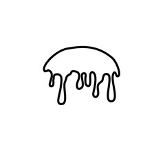 Dripping line circle icon. Melting round shape logo. Melted texture label. Silhouette flowing liquid. Vector ilustration