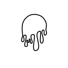 Dripping line circle icon. Melting round shape logo. Melted texture label. Silhouette flowing liquid. Vector ilustration