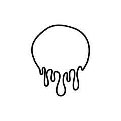 Dripping line circle icon. Melting round shape logo. Melted texture label. Silhouette flowing liquid. Vector ilustration