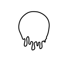 Dripping line circle icon. Melting round shape logo. Melted texture label. Silhouette flowing liquid. Vector ilustration