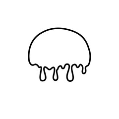 Dripping line circle icon. Melting round shape logo. Melted texture label. Silhouette flowing liquid. Vector ilustration