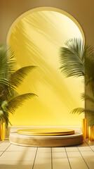 Fototapeta premium yellow tone e-commerce product display 3d stage background image