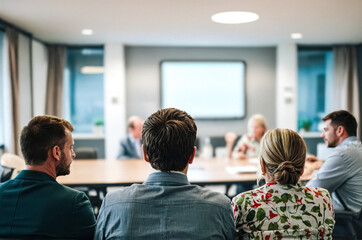 Fototapeta premium Back of heads of colleagues in a meeting