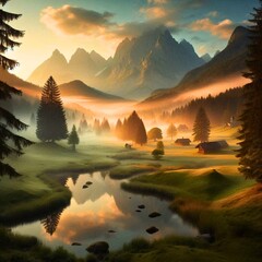 sunset in the mountains