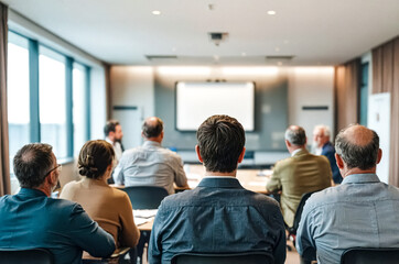 Fototapeta premium Businesspeople Listen to a Presentation in a Modern Office