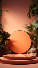 orange tone e-commerce product display 3d stage background image