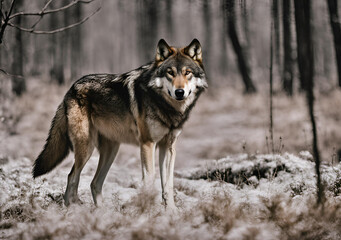 Fototapeta premium Wolf in a Snowy Landscape