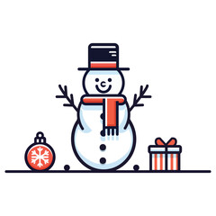 Christmas snowman vector. Snowman cartoon