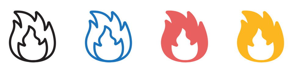 Fire icon collection set on white background color
