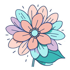 Vector illustration of flowers in pastel tones.