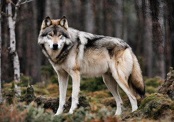 Fototapeta premium Wolf in Autumn Forest