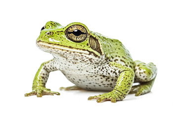 Fototapeta premium Green frog with brown spots isolated on white background