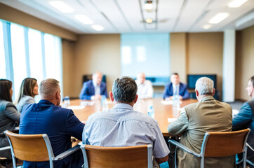Business People Sitting at a Table in a Meeting Room