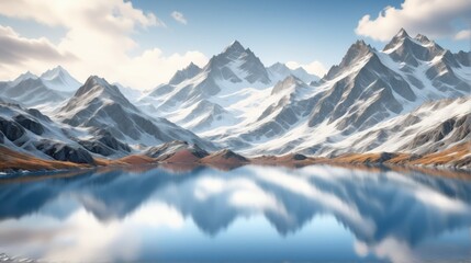 Fototapeta premium Landscape photograph mountain range lake foreground mountains ar