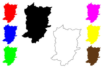 Fototapeta premium Hoxter district (Federal Republic of Germany, State of North Rhine-Westphalia, NRW, Detmold region) map vector illustration, scribble sketch Hoxter map