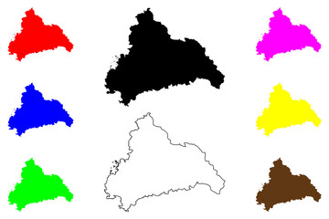 Naklejka premium Cham district (Federal Republic of Germany, rural district Upper Palatinate, Free State of Bavaria) map vector illustration, scribble sketch Cham map