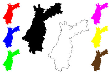 Obraz premium Karlsruhe region (Federal Republic of Germany, Baden-Wurttemberg State) map vector illustration, scribble sketch Karlsruhe map