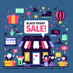 Black friday big sale creative template on flat design mega sale