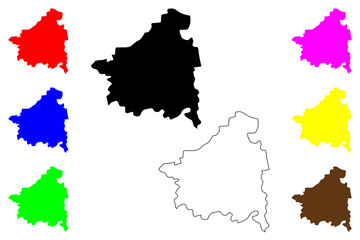 Kaufbeuren city (Federal Republic of Germany, Urban district Swabia, Free State of Bavaria) map vector illustration, scribble sketch Kaufbeuren map
