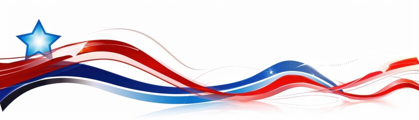Colorful waves in red, white, and blue with a star, perfect for patriotic themes and celebrations.