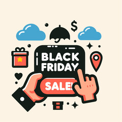 Black friday big sale creative template on flat design mega sale