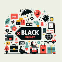 Black friday big sale creative template on flat design mega sale