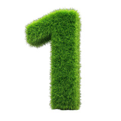Number 1 made out of grass isolated on transparent background