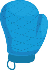 Blue oven mitt made of heat resistant fabric protecting from burns while cooking