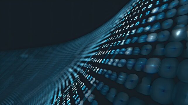 Digital data flow with binary code and a clean area for text