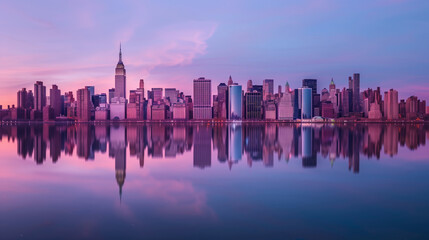 Fototapeta premium Manhattan Skyline with Reflections in the East River
