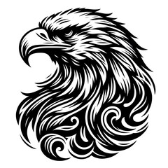 Eagle black line stencil artwork isolated on white background PNG