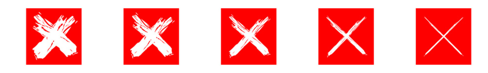 cross red icon vector isolated on white background. x text for symbol or mark decoration element on application or web illusttration no or cancel choice button on examination