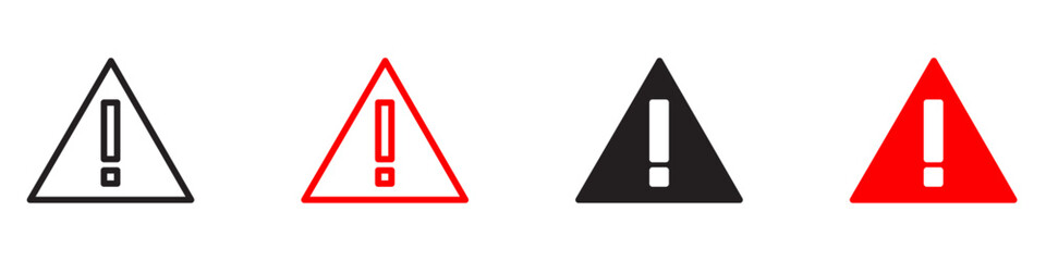 Exclamation danger sign icon Flat illustration vector with thin stroke