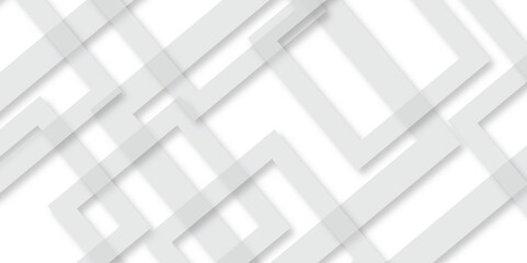 White abstract geometric background with white paper sheets soars as abstract spaces with rectangles, parallel stripes, perspective, shadows in simple strict modern material in triangle and square.