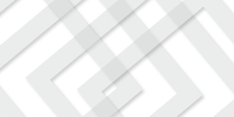 White abstract geometric background with white paper sheets soars as abstract spaces with rectangles, parallel stripes, perspective, shadows in simple strict modern material in triangle and square.