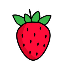 Strawberry isolated on white background. Ripe strawberry. Red berry fruit. Vector illustration