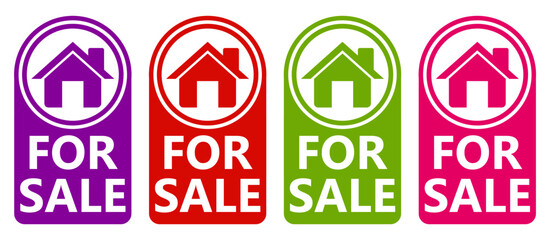set real estate for sale signs symbol. Home for rent label design template vector illustration	