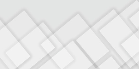 Abstract white background design with layers of textured white transparent material in triangle and squares shapes. White color technology concept geometric line vector white light grey background.
