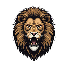 Fototapeta premium Roaring Lion Head Illustration, Fierce Expression