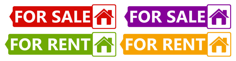set sign home for sale and rent icon. real estate sale template design vector illustration