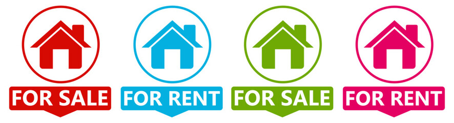 set sign home for sale and rent icon. real estate sale template design vector illustration